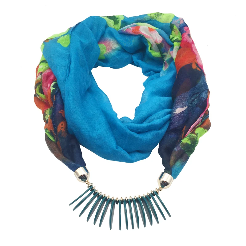 Fashion scarf necklace for women beads pendent jewelry wrap bandana ethnic foulard lic winter female accessories colorful flower | Украшения