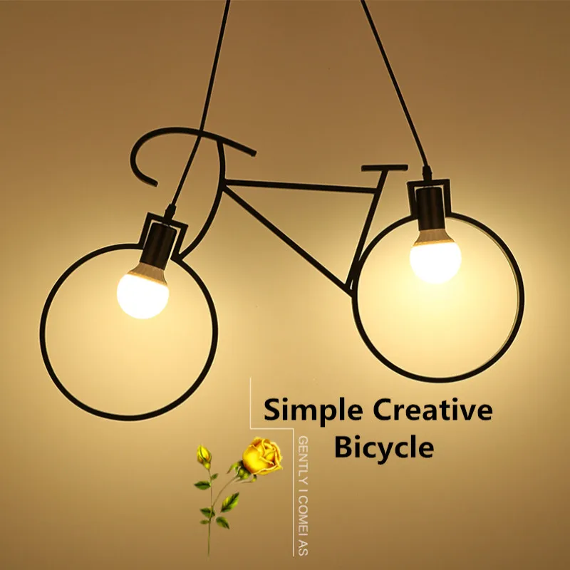 Goede Persoonlijkheid Restaurant Verlichting Nostalgische Thema Fiets Smeedijzeren LED Kroonluchter Lamp Voor Cafe Bar Gang Gangpad Verlichting