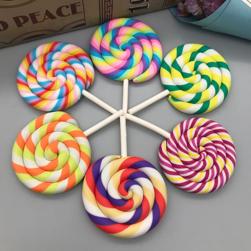 

Hot selling big kawaii clay lollipop for phone decoration,DIY