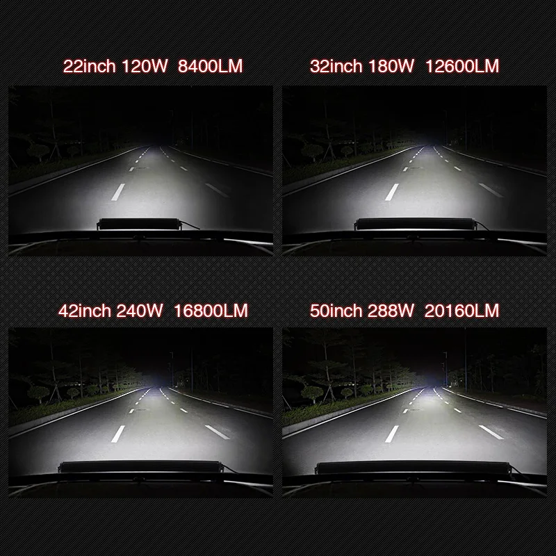 5D прямой 22 32 42 50 52 дюймов 120 Вт 180 240 288 300 Светодиодный светильник бар двухрядный ATV