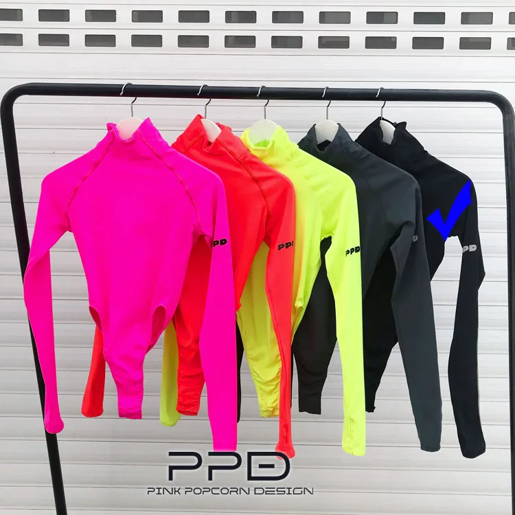 Color-5 Супер красный маленький воротник светоотражающая полоска боковые PPD печать высокие разрезы комбинезон высокая эластичность с длинным рукавом - Цвет: Color-5