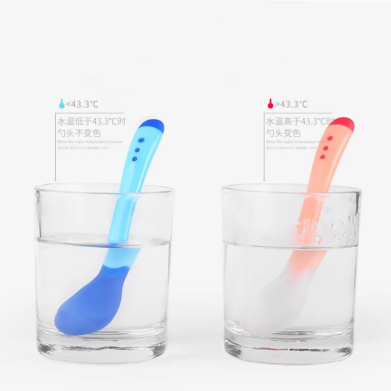 

Rosiky 3pcs Baby Silicon Spoon Safety Temperature Sensing Baby Feeding Spoons Kids Flatware