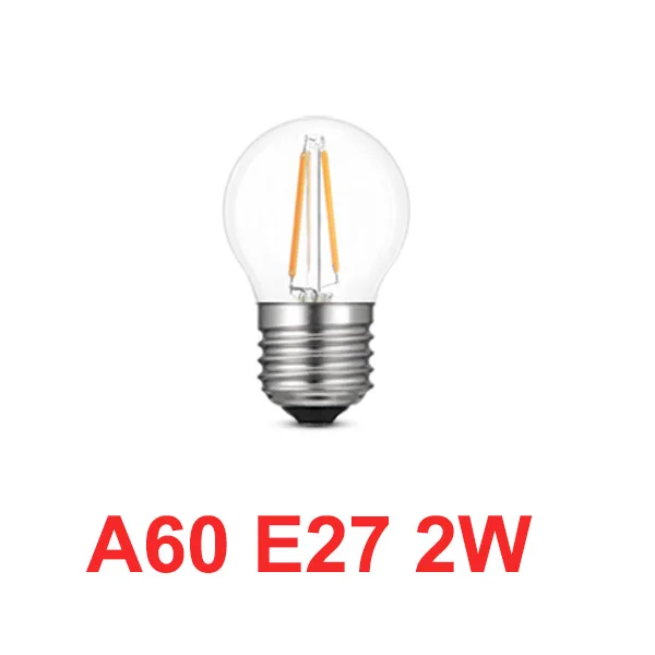 A60 E27 2W 220 В светодиодный лампочка накаливания E27 ретро лампа Эдисона E14 винтажный Декор ампулы светодиодный светильник лампа ретро лампа замена лампы накаливания - Цвет: A60 E27 2W