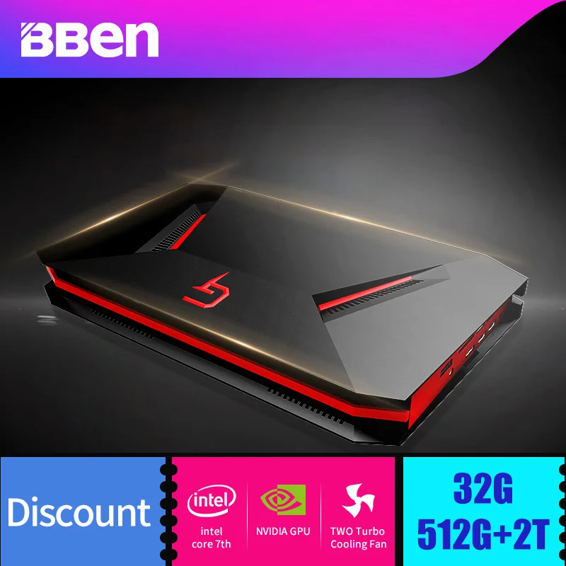 BBEN GB01 коробка игровой компьютер Win 10 Intel I7 7700HQ Процессор NVIDIA GTX1060 без/8 г/16 г/32G RAM SSD/HDD