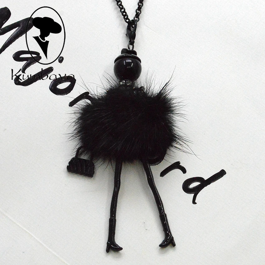 Зимние Лидер продаж! Милые шерстяного меха платье Кукольное ожерелье с