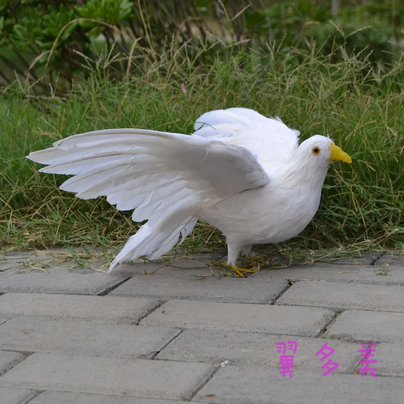 

about 30x50cm spreading wings white dove , peace bird model toy ,plastic foam & feathers dove,prop,home Decoration gift w5588