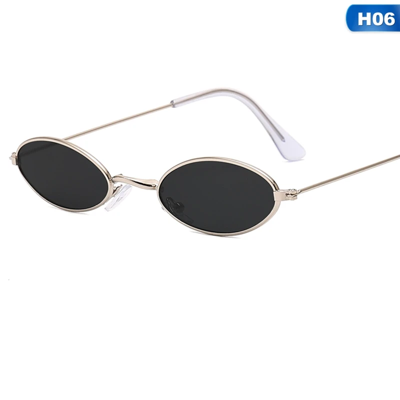 Ретро Черные Круглые Солнцезащитные очки для женщин и мужчин небольшой овальный сплав оправа Летний стиль солнцезащитные очки унисекс Женские Мужские очки - Цвет линз: 6