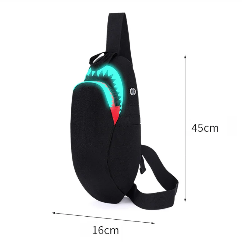 Дизайнерская сумка-мессенджер светящаяся сумка через плечо с акулой зарядка USB