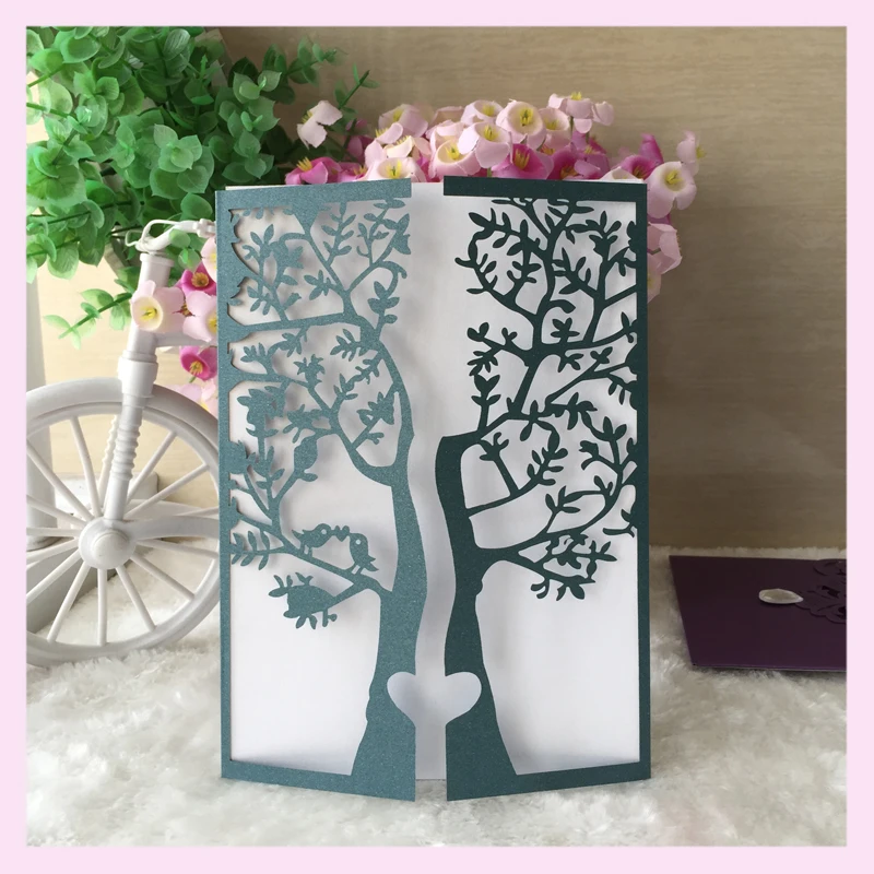 Золотые свадебные приглашения украшения лазерная резка дерева с любовным