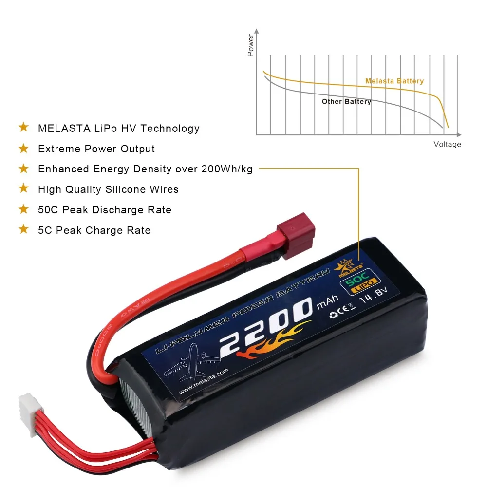 MELASTA 14 8 V 2200mAh 50C 4S RC LiPo аккумулятор с разъемом Deans T для радиоуправляемого самолета