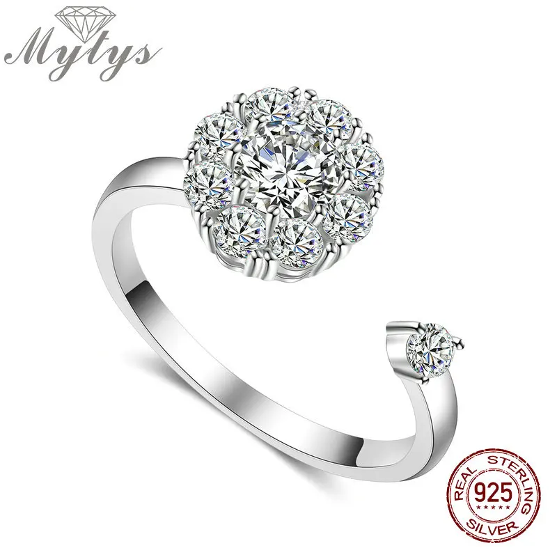 Mytys 925 пробы Серебряное креативное вращающееся кубическое циркониевое круглое