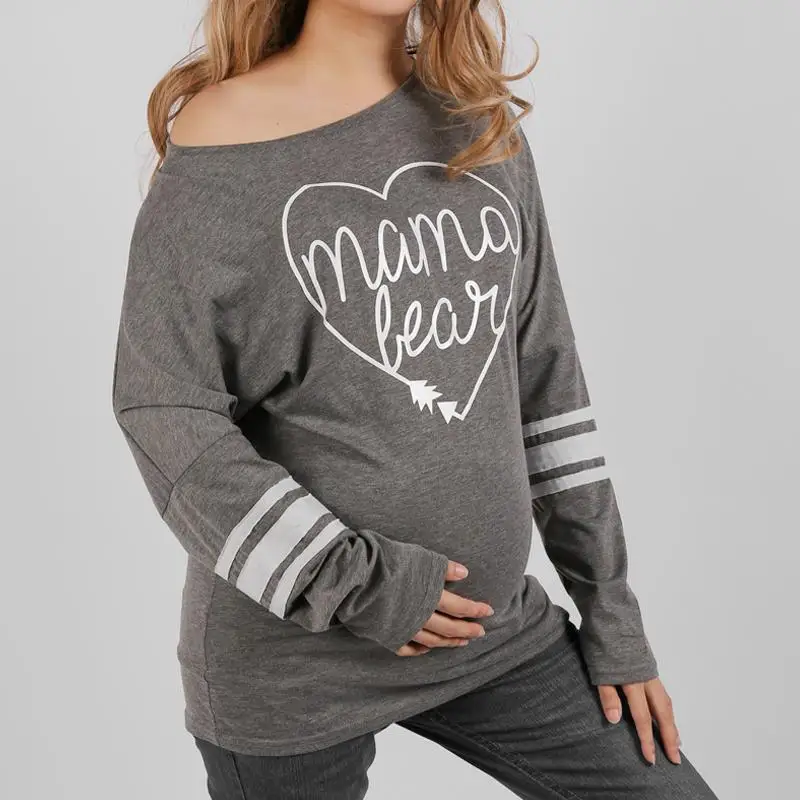 Одежда для беременных с принтом в виде букв топы длинными рукавами Осенняя