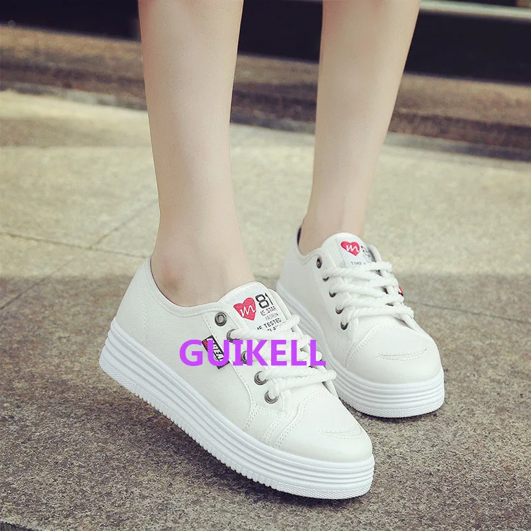 Guikell 2017 Весна Лето Новая обувь Горячая подошве уличные белые парусиновые туфли