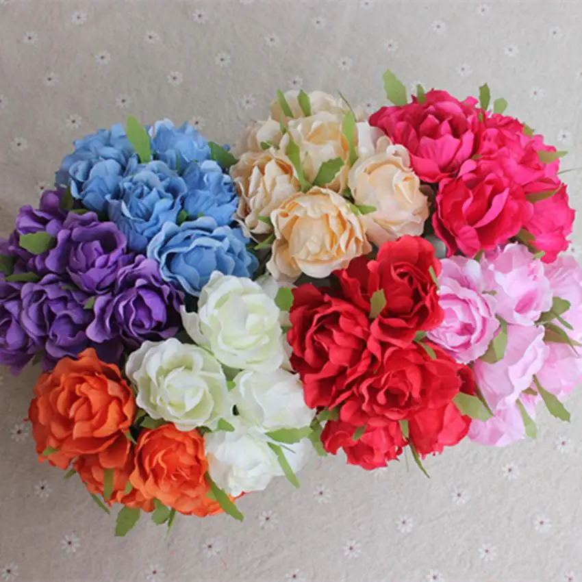 Искусственная искусственная шелковая головка розы 6 шт. 4 см украшение для дома