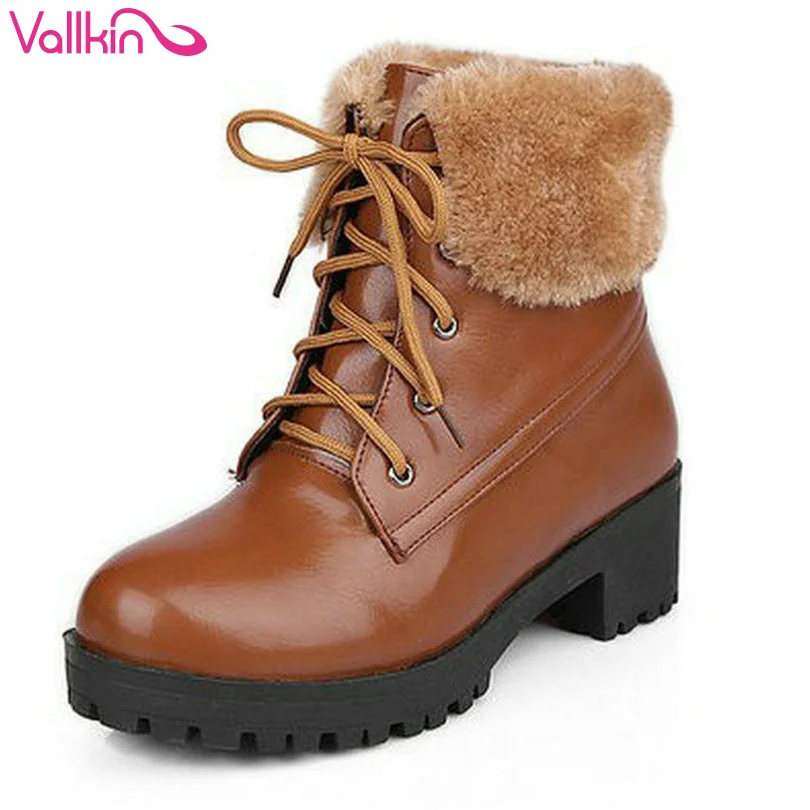 VALLKIN женские Зимние Ботинки Женщин Насосы Платформы Моды Случайные Снег