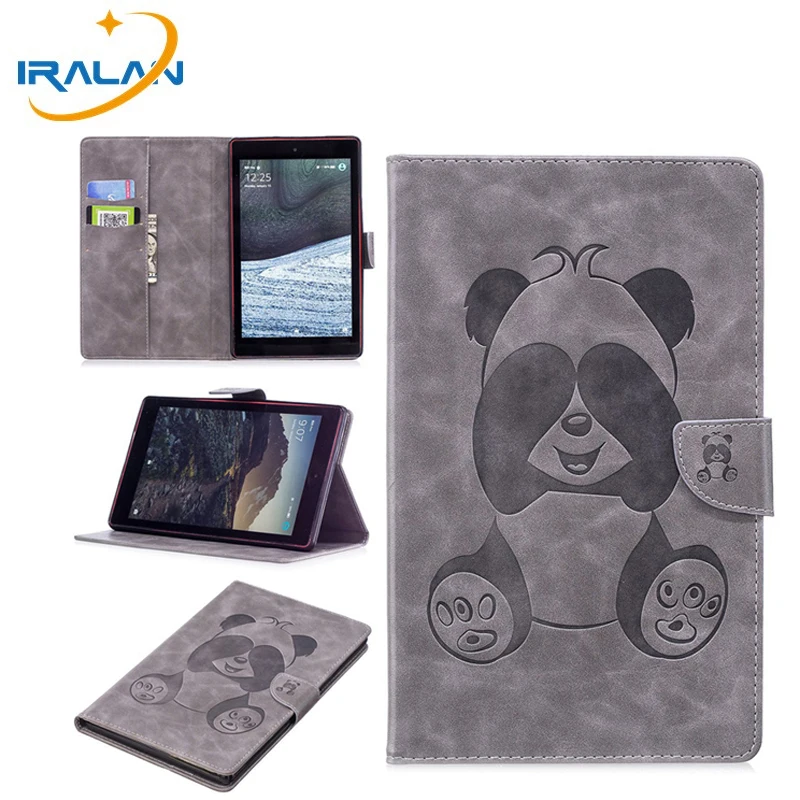 Cut Cartoon Flip Stand Cover For Amazon Kindle Fire HD8 2017 2016 8.0 inch Tablet Case Leather Funda Coque Panda Shell+Film+pen |