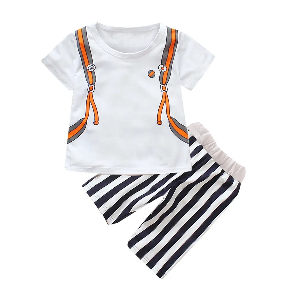 Infant Baby Boy Gentleman Suit Bow Plaid Tie Shirt Suspenders Shorts Outfit Sets kids clothes children clothing set | Детская одежда и