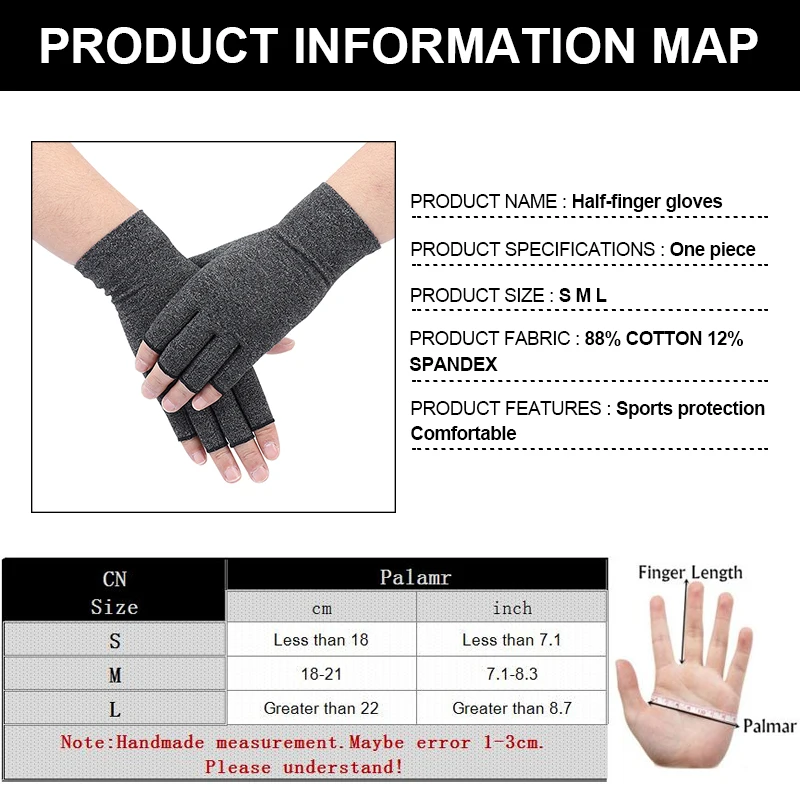 

Silicone Antiskid Pressure Gloves Therapy Fingerless Hand Joint Arthritis Gloves Rheumatoid Arthritis Pain Relif Training Gloves