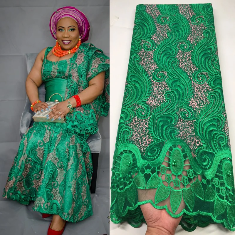 Lace Fabric with Beads and Stones High Quality African Tulle 2018 Guipure Nigerian Fabrics A19B5 | Дом и сад