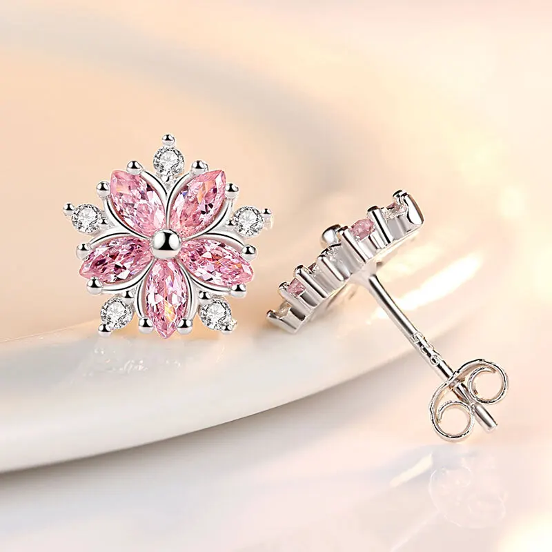 KASIYU S925 silver sakura love ear studs female temperament Korean personality red earrings simple mini | Украшения и аксессуары