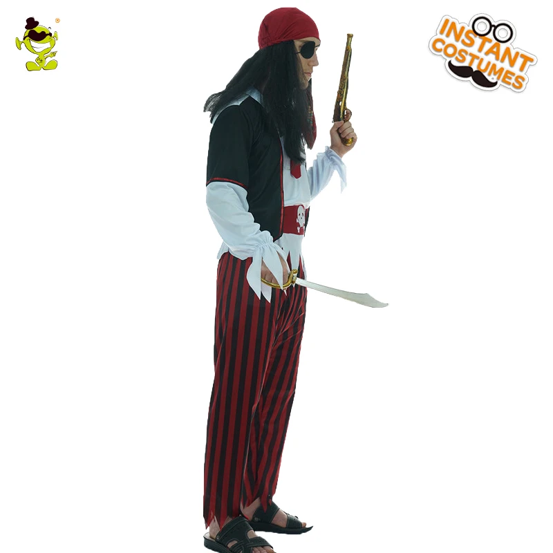 Мужской пиратский костюм одежда для вечеринки костюмы косплея на Хэллоуин