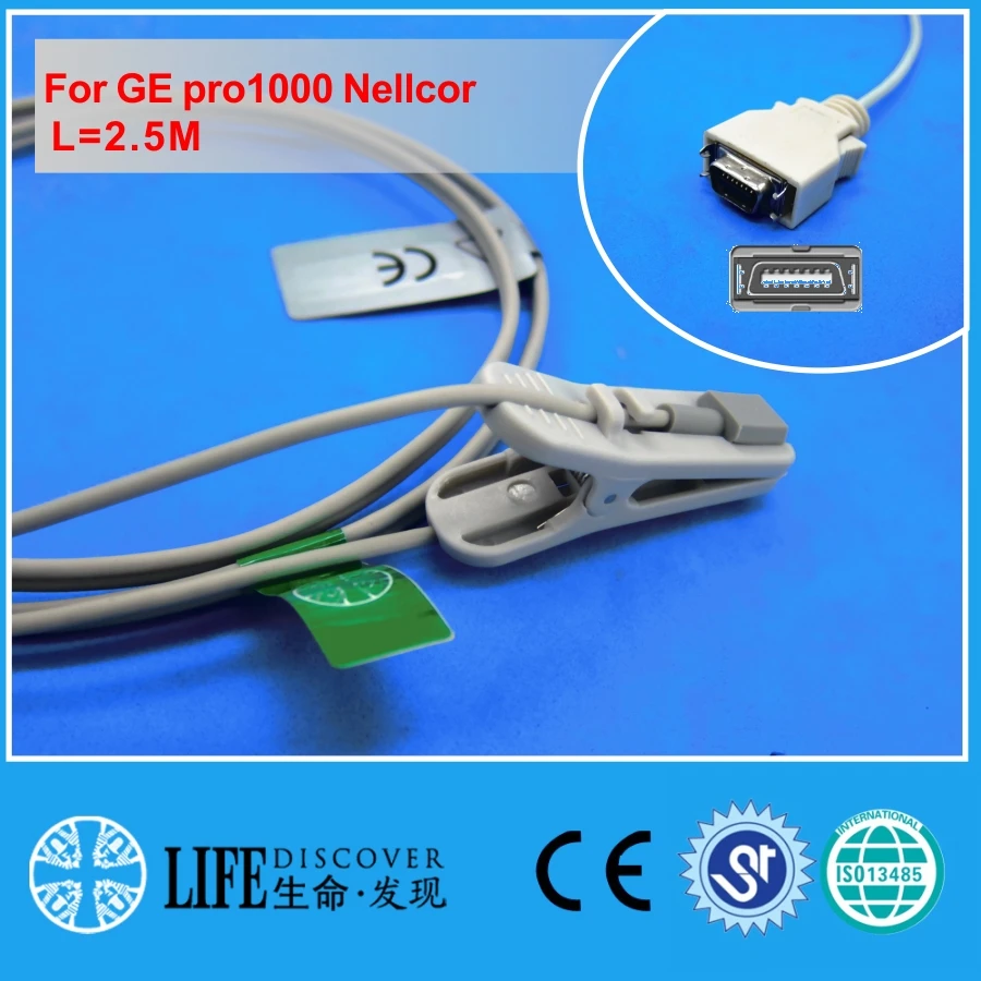 Длинный кабель для взрослых ушной зажим spo2 кислородный датчик GE pro1000 Nellcor| |