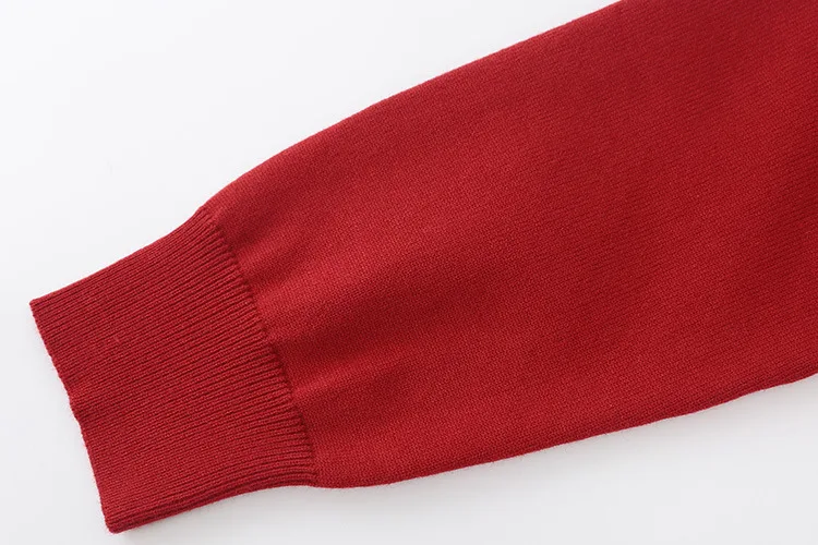 Мультфильм милые очки для девочек жаккардовая вина Красный свитер Для женщин