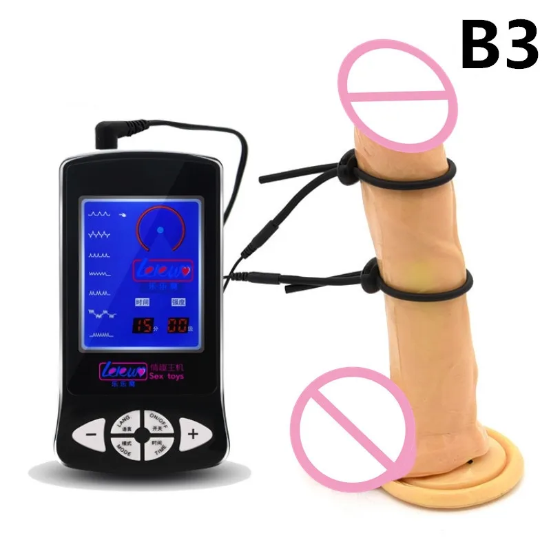 2 Черный Glans Пениса Кольца Эрекционные Электрическим Током Кабель Хозяина Electro Shock