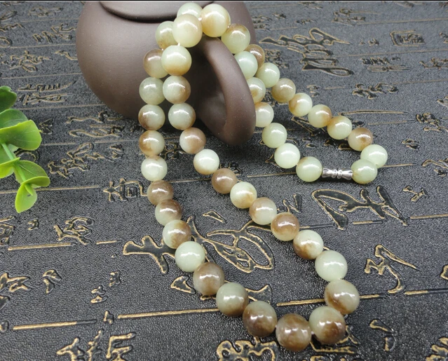 Ожерелье + 410 подлинное натуральное зеленое ожерелье из бисера 10 мм круглые