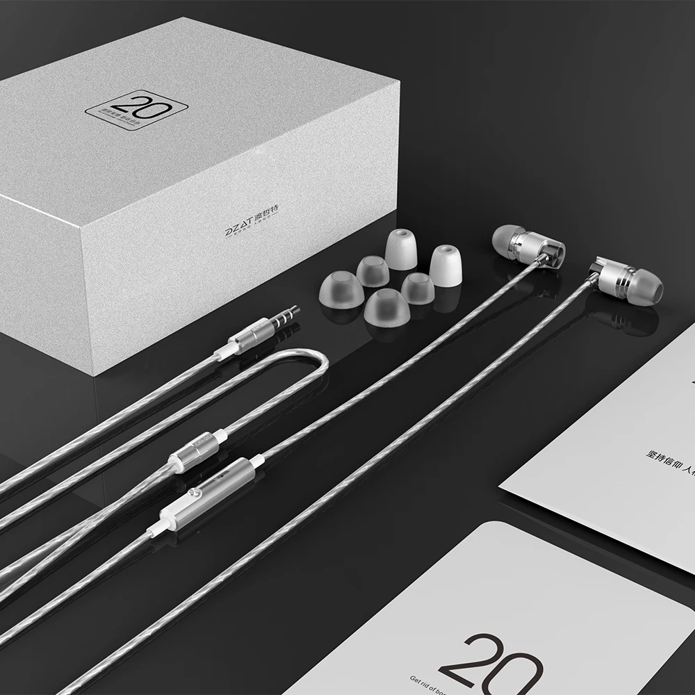 DZAT DR-20, стерео наушники, металлические наушники, супер бас, наушники HiFi, наушники с микрофоном для iphone