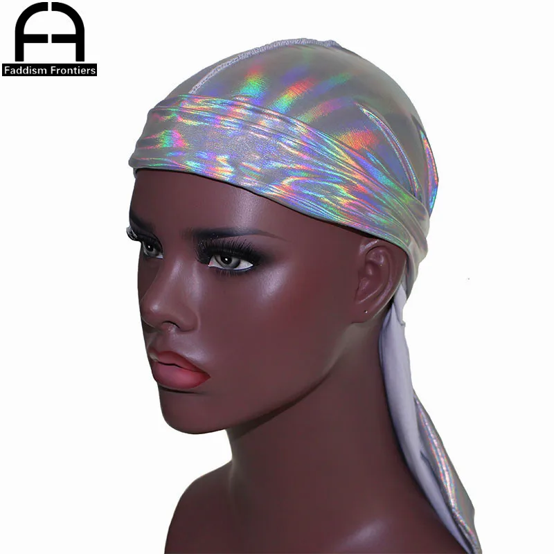 Мужские блестящие цветные банданы Durags бандана с шелковистыми вставками внутри
