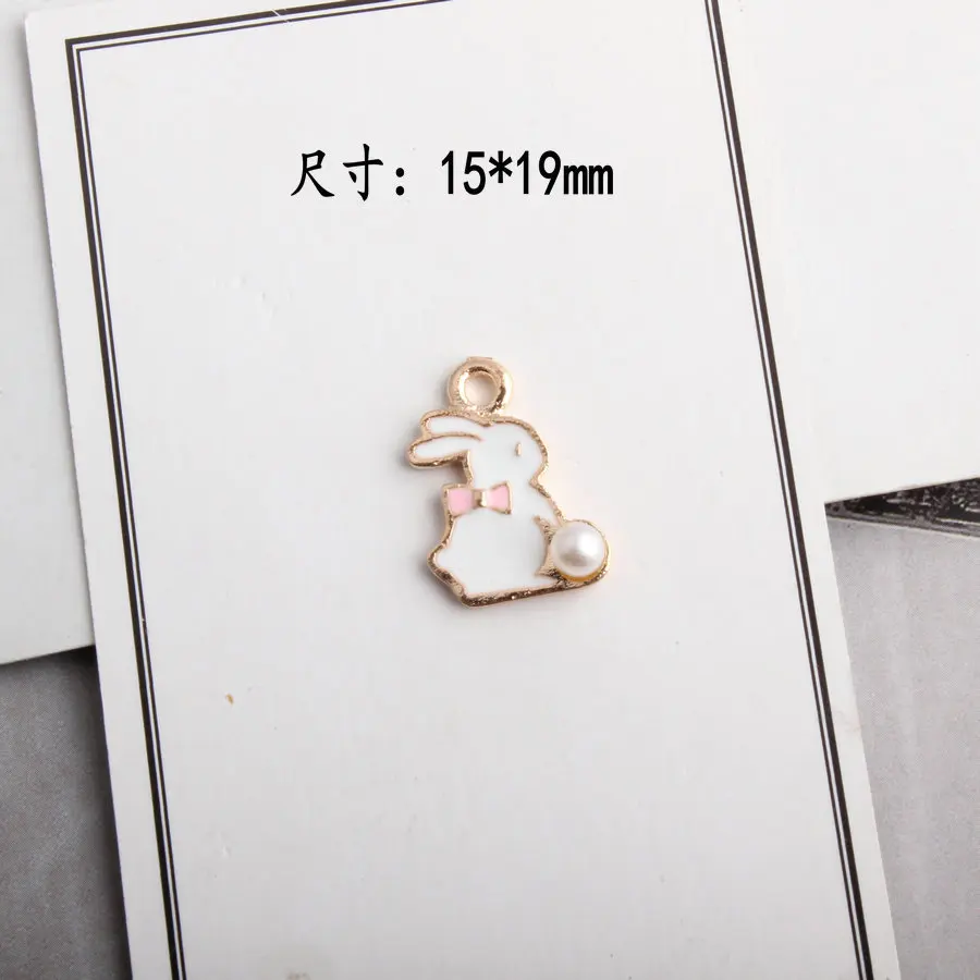 Pink 10 шт. 15*19 мм DIY Материал эмалированный жемчуг бант кролик Форма Подвески орнамент браслет подвески для ожерелья серьги изготовление ювелирных изделий - Окраска металла: Pink