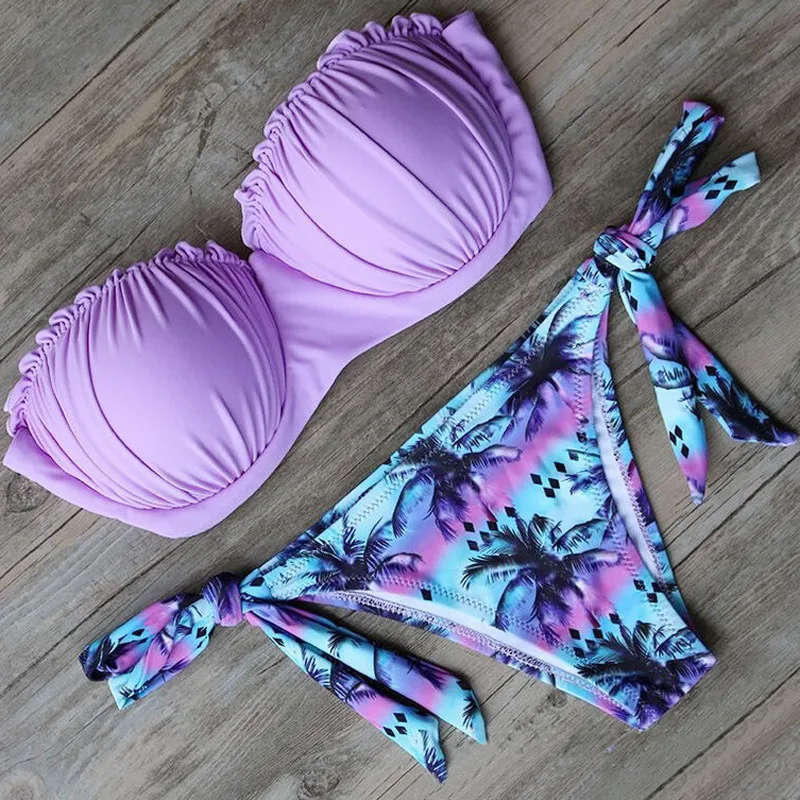 2017 New Summer Beach Strapless Mermaid Shell Bikini Set Two Piece Sexy Women Low Waist Triangle Swimwear Swimsuits Bathing Suit |