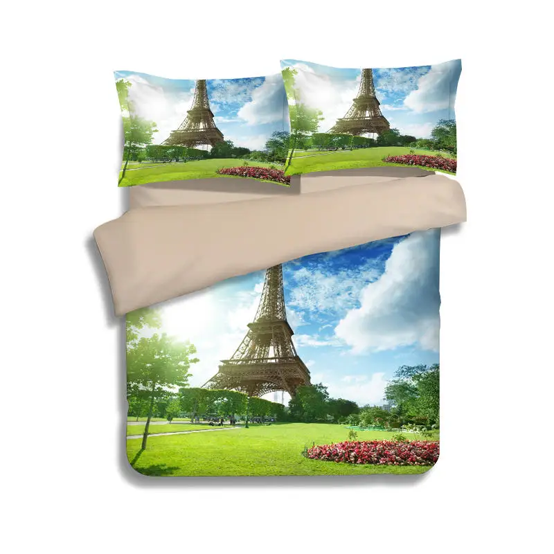 3 шт. Комплект постельного белья с рисунком Эйфелевой башни|bed linen|girls bed linenking size quilt