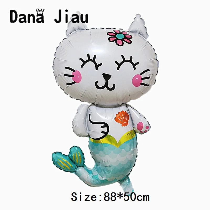 

Новый 88*50 см Кот рыбка фольгированные шары с русалкой день рождения детский душ украшения животных воздушный шар праздник вечевечерние мул...