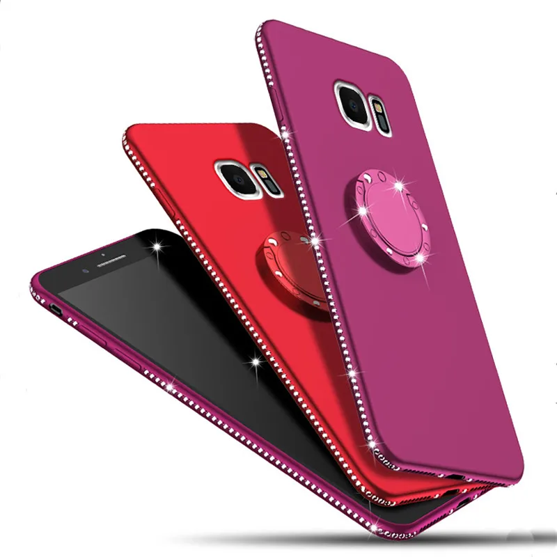 Чехол с алмазным кольцом для Samsung Galaxy S10 Lite S9 S8 Plus S7 Edge A3 A5 A6 A7 A8 A9 J3 J4 J5 J6 J7 2017 2018 M10 M20