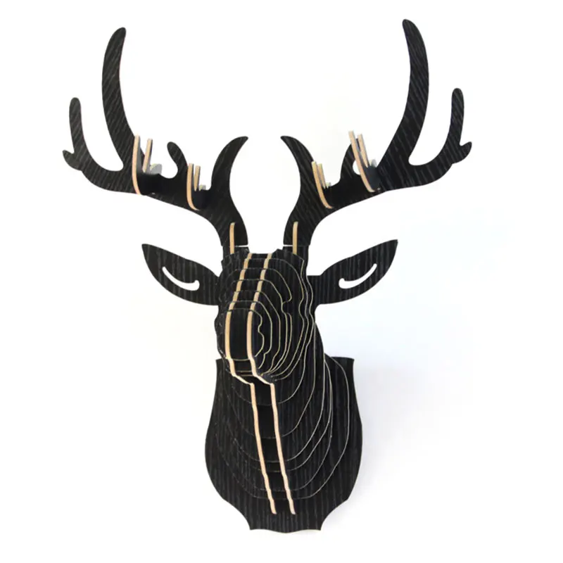 3D Puzzle Wooden DIY Creative Model Wall Hanging Deer Head Elk Wood Gift Craft Home Decoration Animal Wildlife | Дом и сад