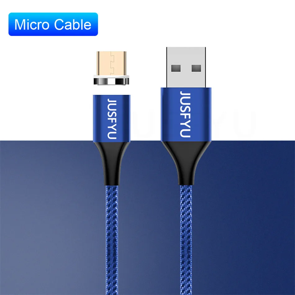 For Micro USB Blue JUSFYU Магнитный Usb кабель для зарядки Micro Usb type C магнит быстрое зарядное устройство провод шнур 3a для iphone samsung Redmi Note 7 8 данных USB - Цвет: For Micro USB Blue