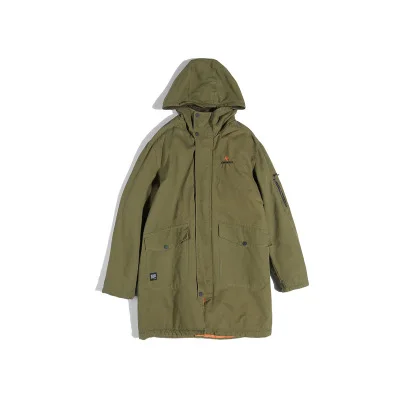 CHINISM Зима Толстая армейская зеленая Длинная толстовка пальто мужские