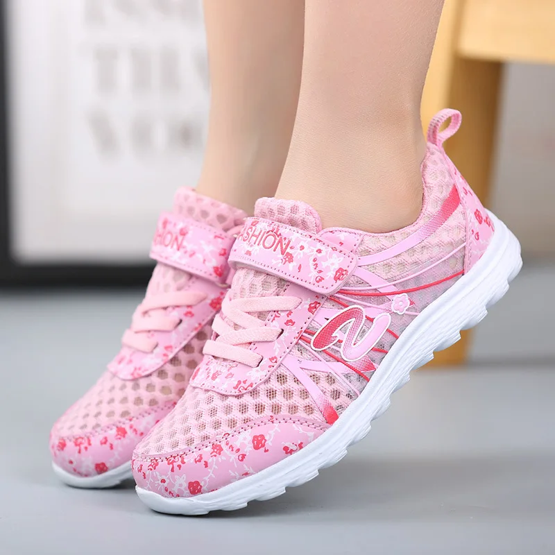 2018 Spring Summer Children Breathable Sneakers Comfortable Mesh Girl Sports Shoes Fashion Casual Boys Pink Purple White | Детская