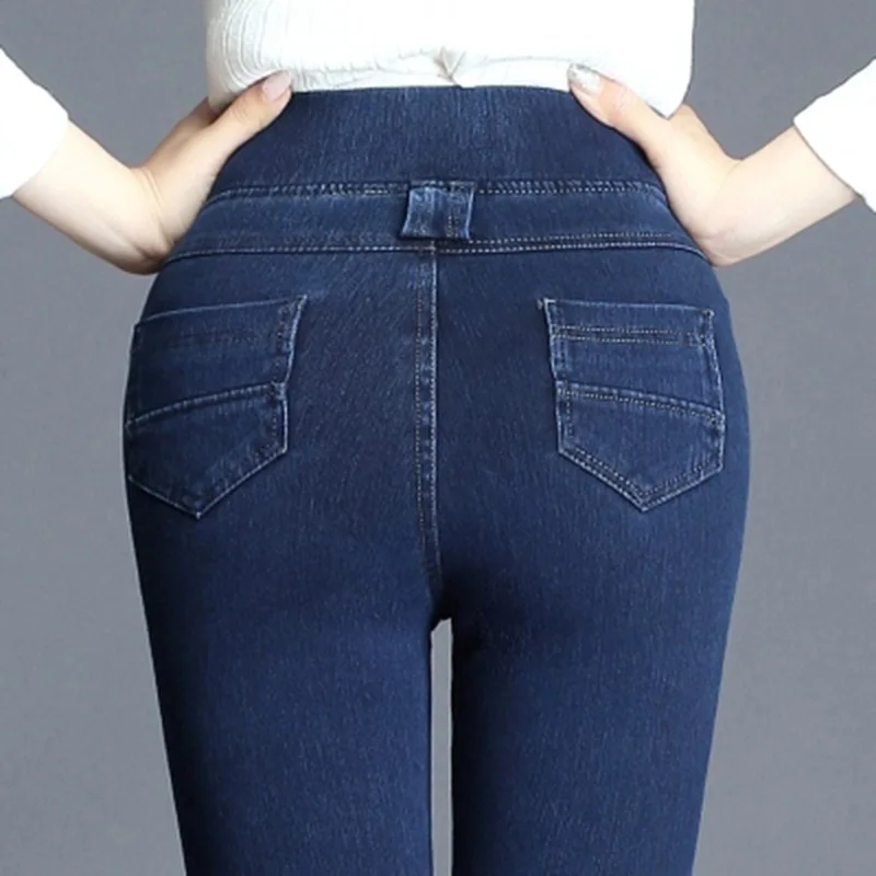 

WKOUD High Waist Skinny Jeans Women Casual Blue Stretch Jean Pants Elastic Waist Spring Denim Pencil Pants Female Trousers P8783