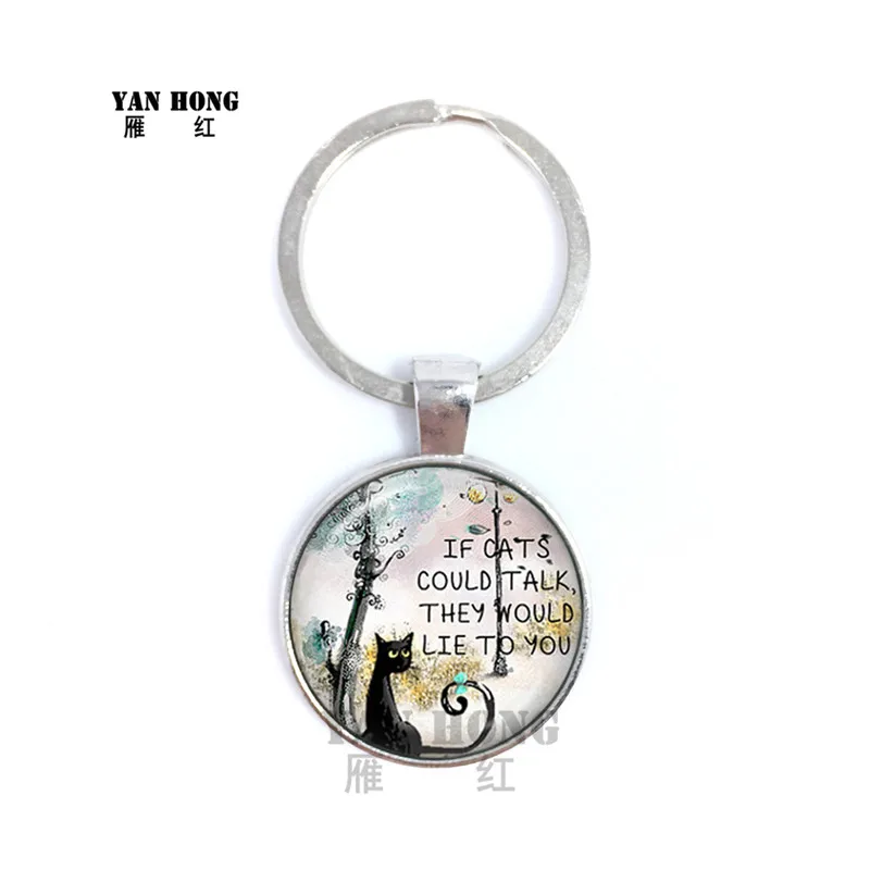 YANHONG Sleutelhanger круглый стекло кабошон Dier Handgemaakte вешалка Creatieve подарок на Хэллоуин