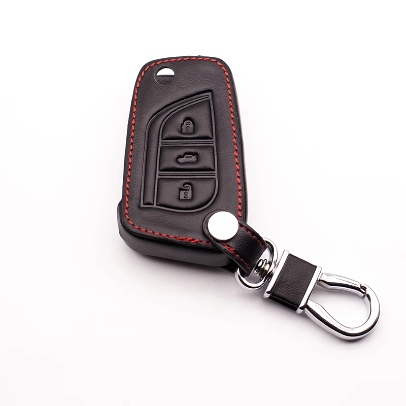 Кожаный чехол для ключей Toyota Camry Prado Highlander Corolla eiz Crown RAV4, защитный кронштейн для автомобильного кошелька