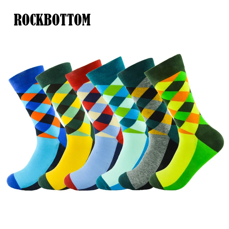 Мужские длинные хлопковые носки Rockbottom размер 41 47 цвет градиент в клетку|brand men
