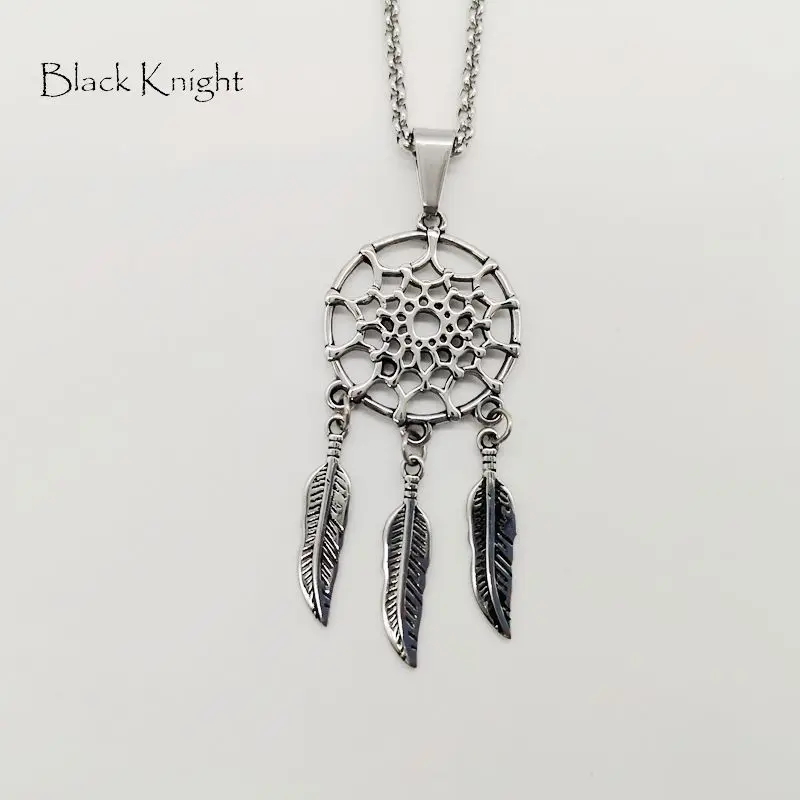 Черный рыцарь Ловец снов ожерелье винтажное серебро Цвет Нержавеющая сталь