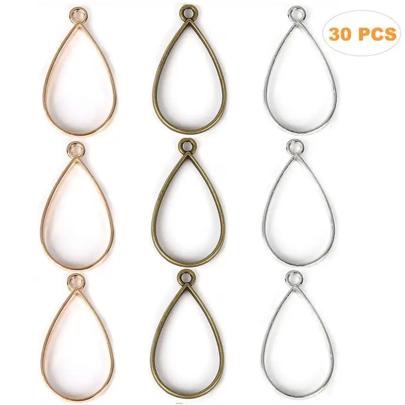 Drop Mixed-30pcs 10 шт установка в открытую рамку Пустые Подвески Ассорти геометрические полые прессованные цветы полимерная рамка Формочки ободок DIY Изготовление ювелирных изделий - Окраска металла: Drop Mixed-30pcs