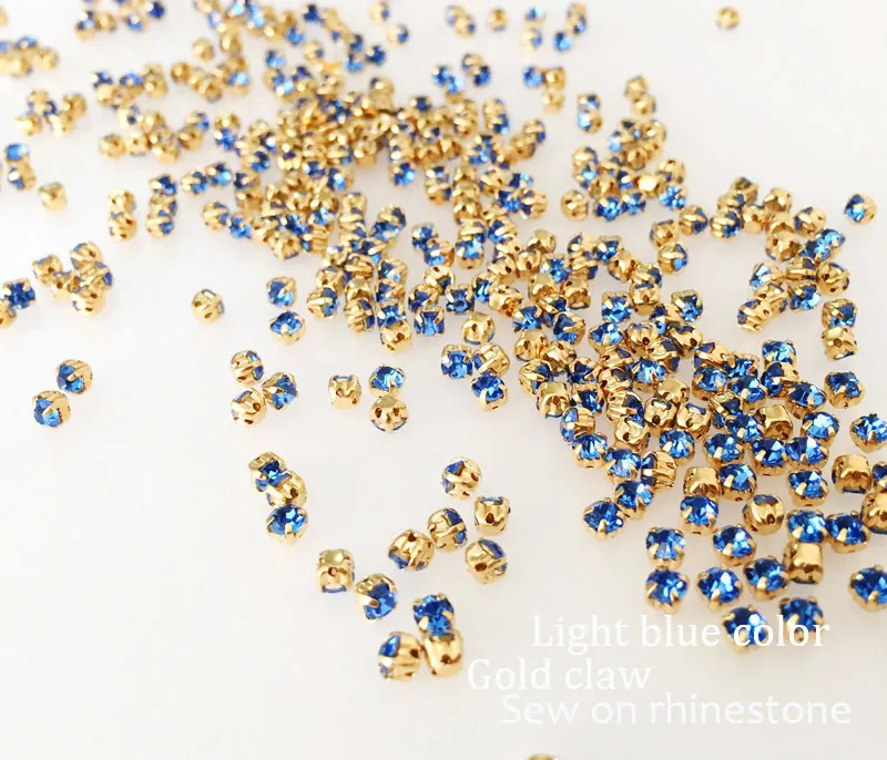Золотое стекло светло синего цвета со стразами с отверстиями 3 мм 4 5 6 7 8 мм|sew on|sew on