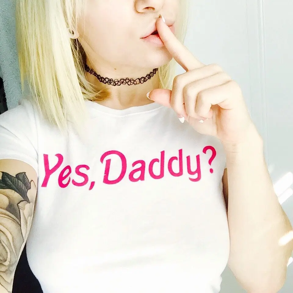 Yes Daddy розовая Женская футболка с буквенным принтом повседневная забавная