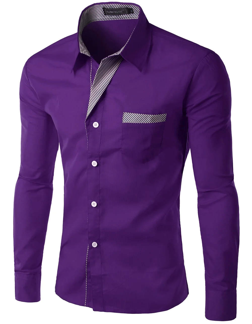 Violet Модный бренд Camisa Masculina рубашка с длинными рукавами для мужчин корейский тонкий дизайн формальная повседневная мужская рубашка Размер M-4XL - Цвет: Violet