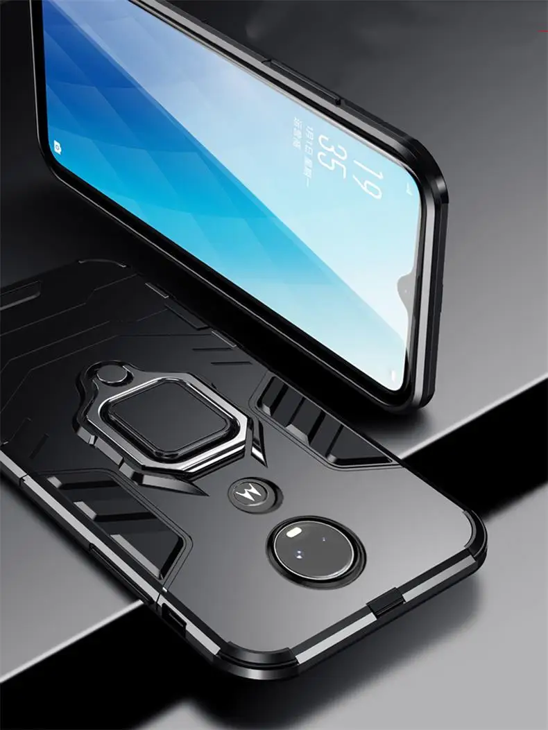 Противоударный защитный чехол для Motorola Moto G7 с держателем из ТПУ+ поликарбоната, задняя крышка для Moto G7 Plus, аксессуары, чехол для Moto G7 Play Fundas